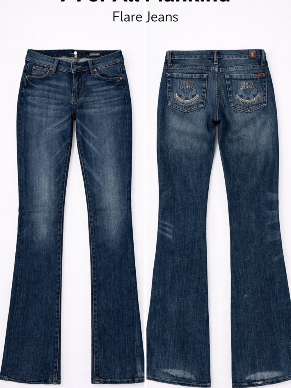 Rock & Republic Dark Blue Flare Jeans with Embroidered Back Pockets